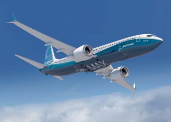 Boeing 737-Max in flight. It is the cheapest Boeing jet to rent or lease