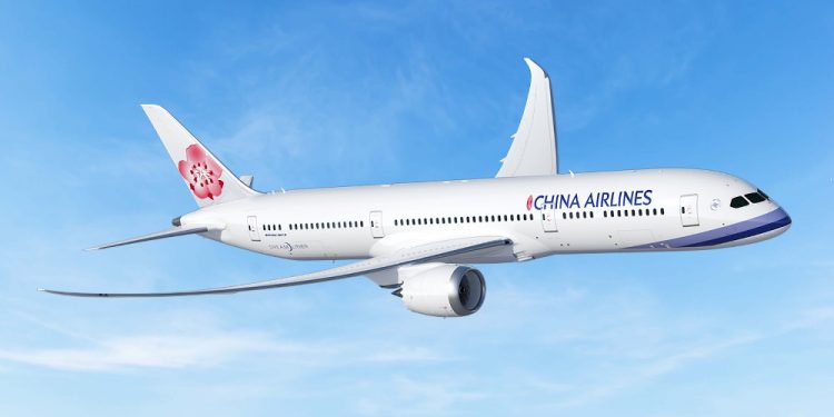 China Airlines Boeing 787 Dreamliner in flight. China Airlines has ordered up to 24 of this aircraft type.
