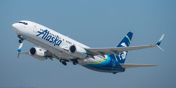 A Boeing 737-MAX belonging to Alaska Airlines. Alaska Airlines has ordered 52 of the Boeing 737-MAX aircraft.